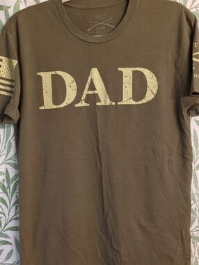 Grunt Style Olive Green Tee with Tan Distressed Print